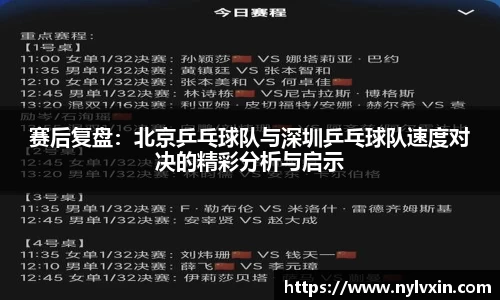赛后复盘：北京乒乓球队与深圳乒乓球队速度对决的精彩分析与启示